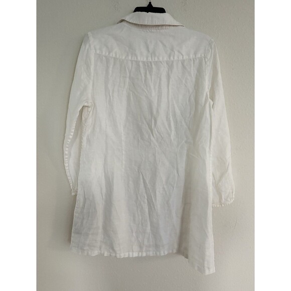 Boden Casual Classic White Linen Tunic Dress Top Silver Embroidered Size 10 - Picture 2 of 6